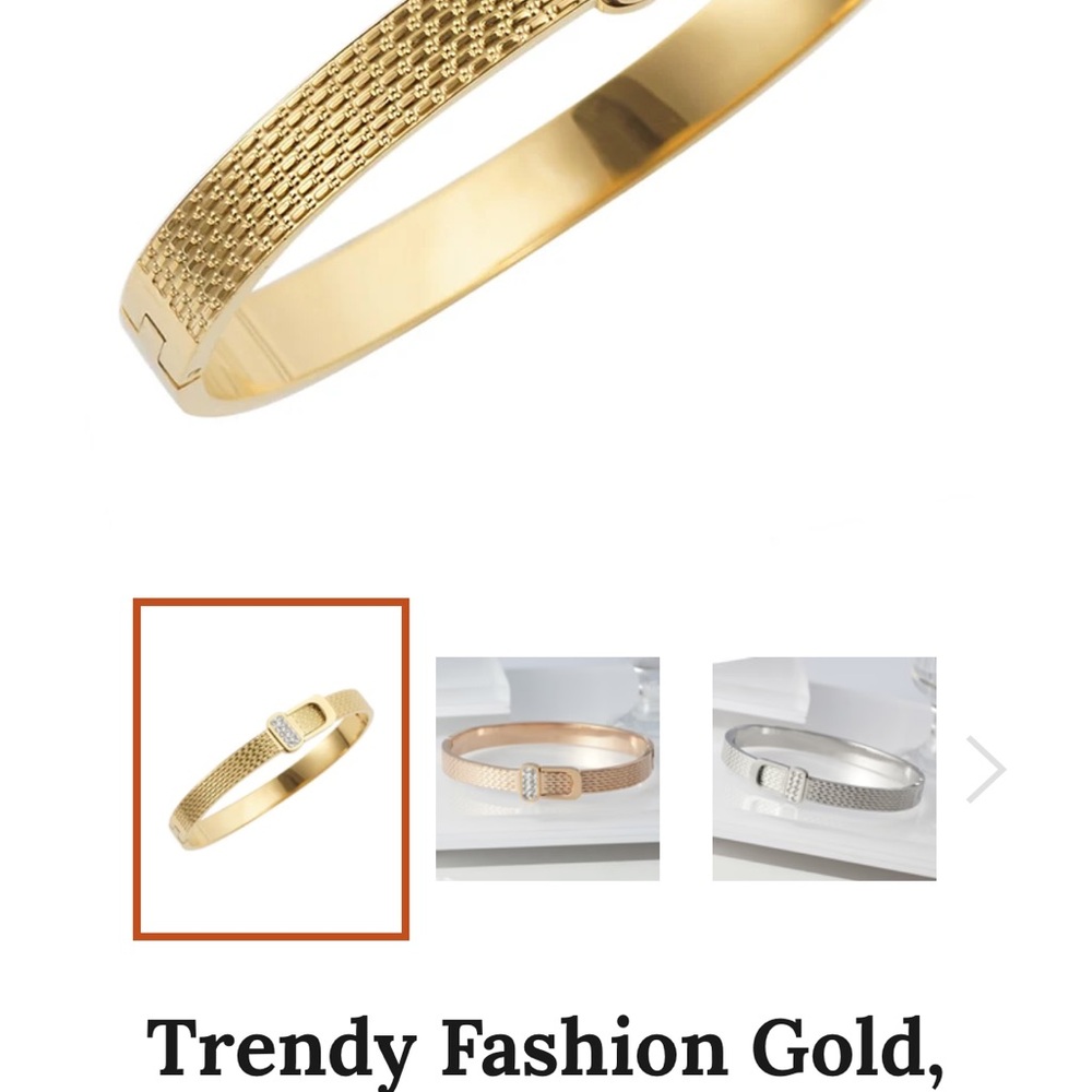 Maseele Designer IP Gold Bracelet with Crystal Accents Belt Design - Picture 13 of 13